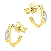 Shining Curved With CZ Stone Silver Ear Stud STS-5316